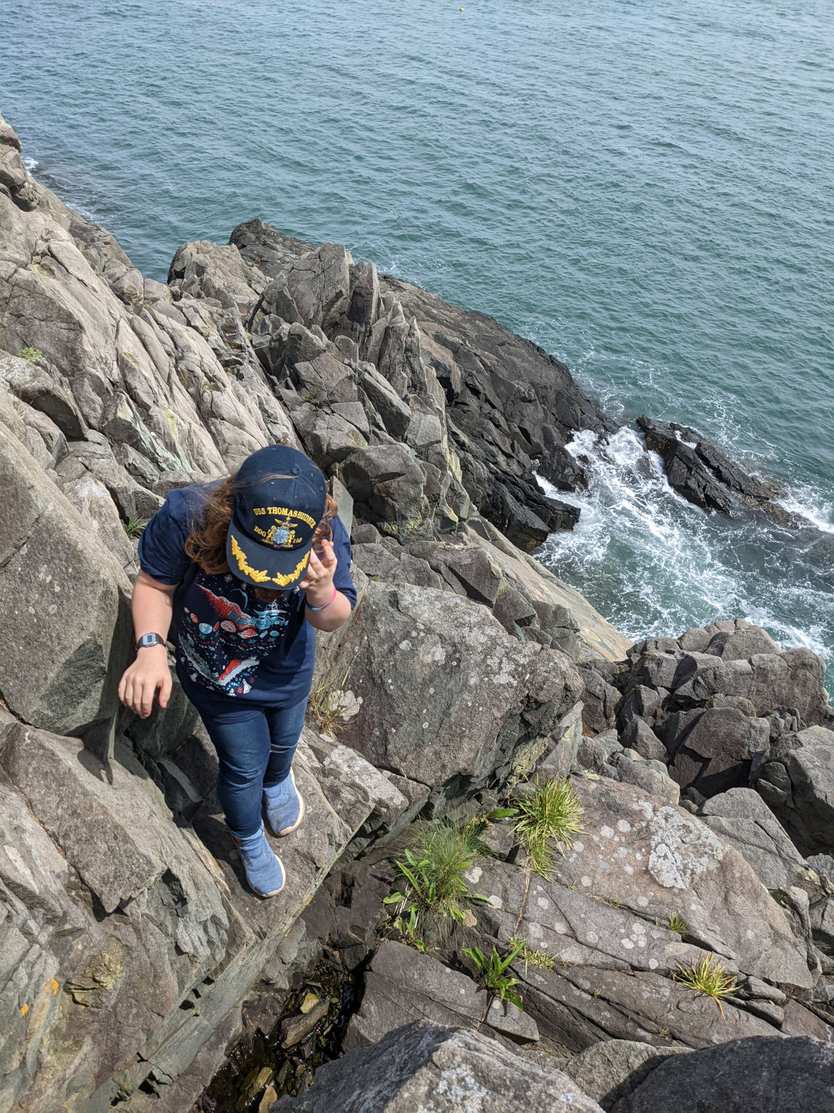 Fiona climbing on rocks