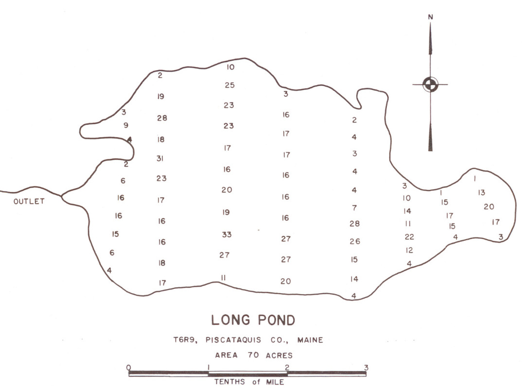 Map of long pond depths