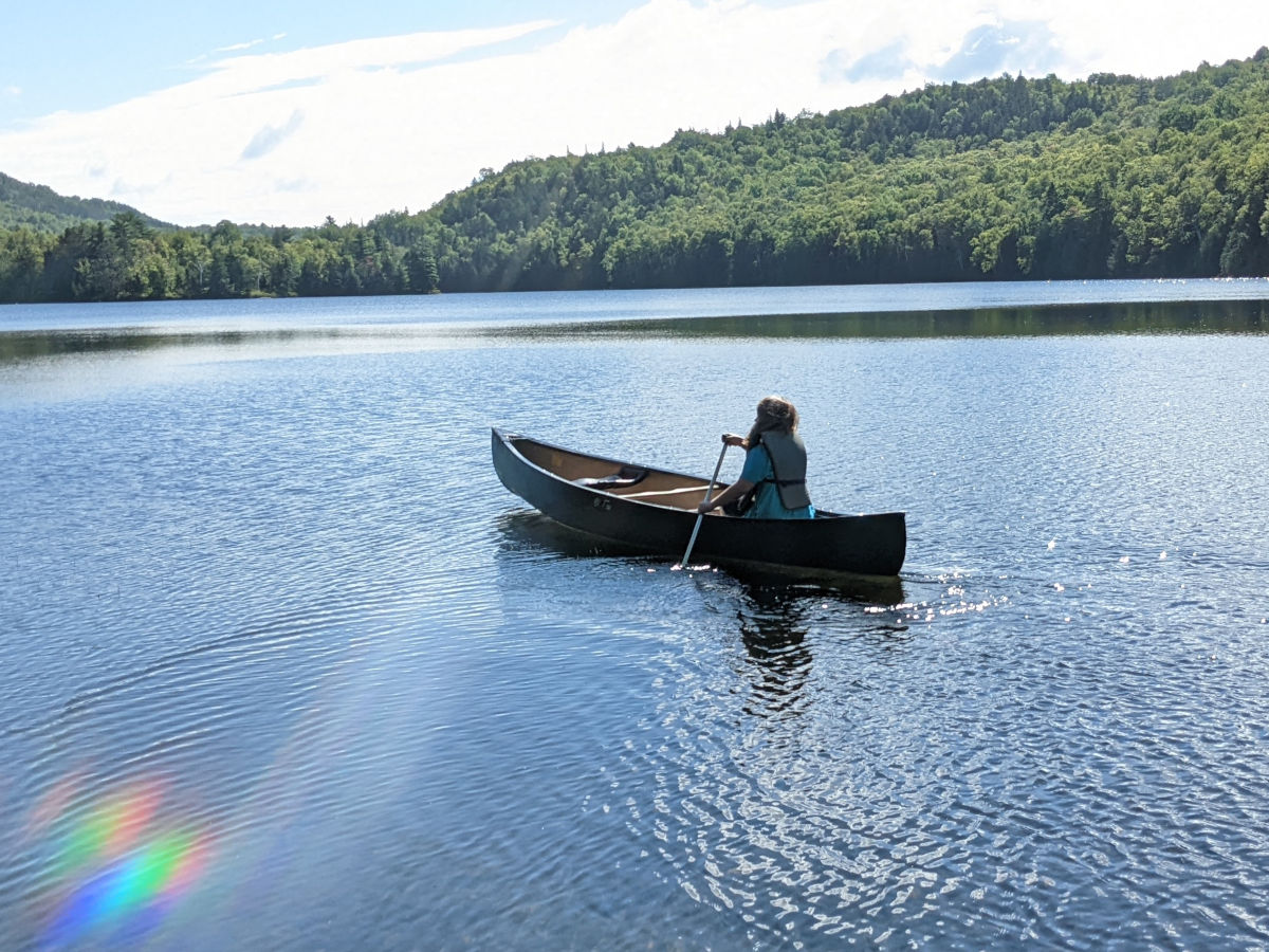 Fiona paddling away alone