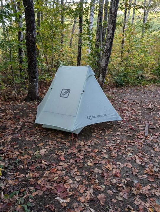 Tent all set up in woods