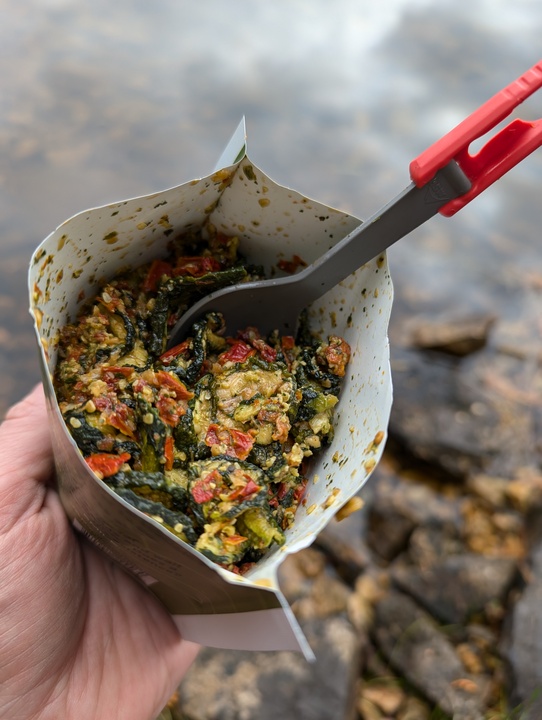 Good To-Go Cucumber Chaat Salad being scooped up with a spoon