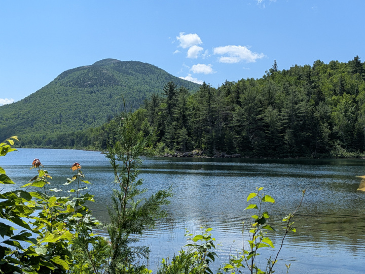Middle Fowler Pond and Bald Mountain as seen from the hiking trail near the campsite